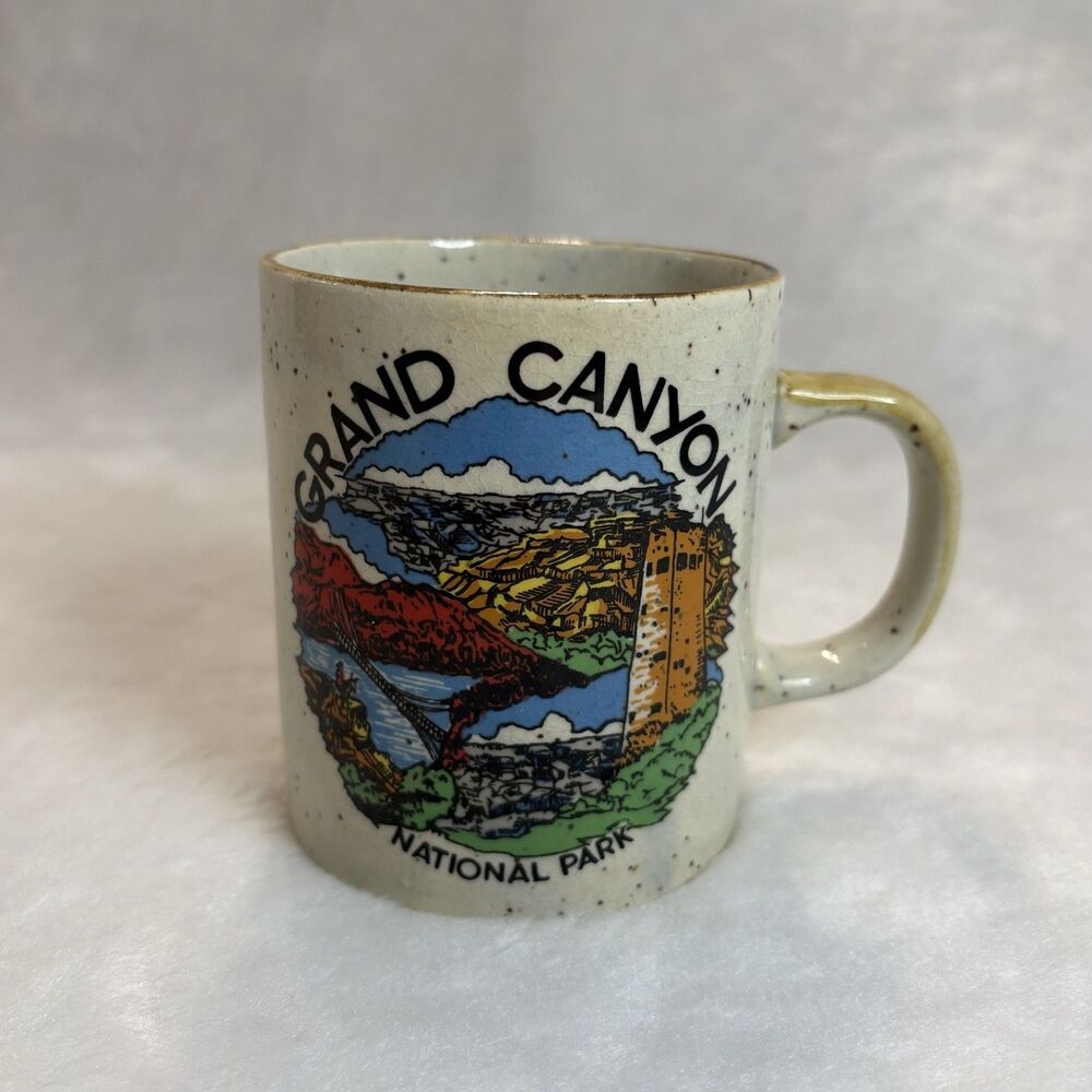 Vintage Grand Canyon National Park Speckled Stoneware Coffee Mug Souvenir 70s